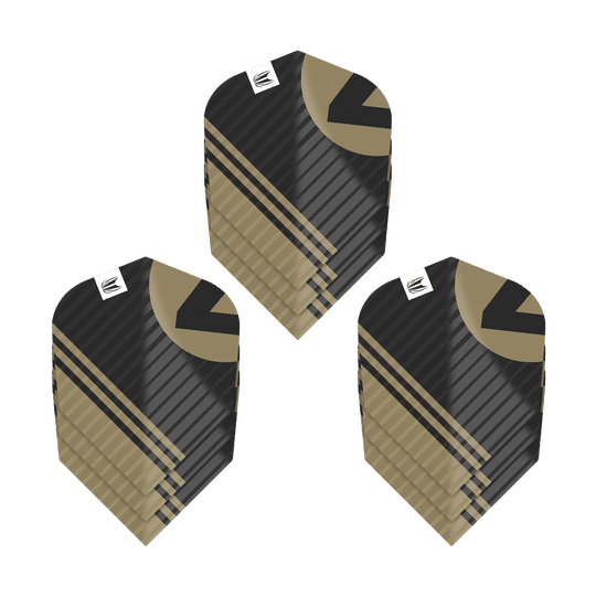 337220_Target_ProUltra_3Sets_Chicane_Black_No6_Flights_1aGUtIHAhBdRQO Das Bild zeigt drei Sätze Target Pro Ultra Chicane Black No6 Flights. Die Flights sind schwarz mit goldenen und schwarzen Mustern gestaltet.