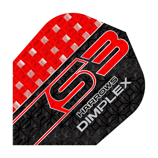 Harrows Dimplex S3 Flights - Red Dieses Bild zeigt einen Harrows Dimplex S3 Flight in den Farben Rot und Schwarz. Auf dem Flight stehen die Wörter "S3", "Harrows" und "Dimplex".