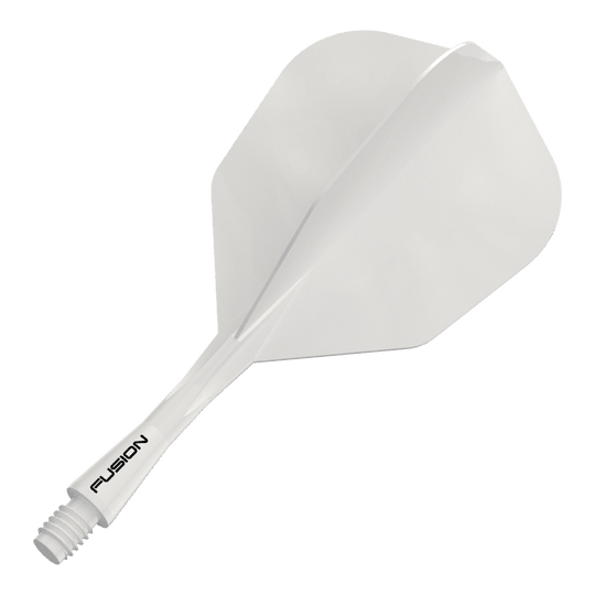 Winmau Fusion Flight Shaft System No6 Solid White Das Bild zeigt das Winmau Fusion Flight Shaft System No6 in Weiß, 22mm. Abgebildet ist vermutlich ein Dart-Zubehörteil.