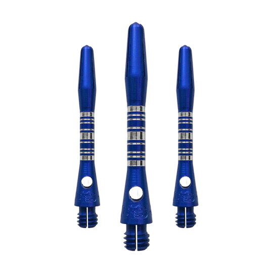 Bulls NL Supra Aluminum Shafts - Blue - 34 mm Das Bild zeigt ein Set Bulls NL Supra Aluminium Shafts in Blau mit 34 mm Länge. Die Schäfte sind aus Aluminium gefertigt und bieten eine hohe Qualität.