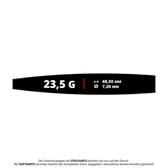 Caliburn Chord C2 steel darts - 23.5g Abgebildet ist der Caliburn Chord C2 Steeldart mit einem Gewicht von 23,5g. Der Dart eignet sich für ambitionierte Spieler und hat ein schlankes Design.