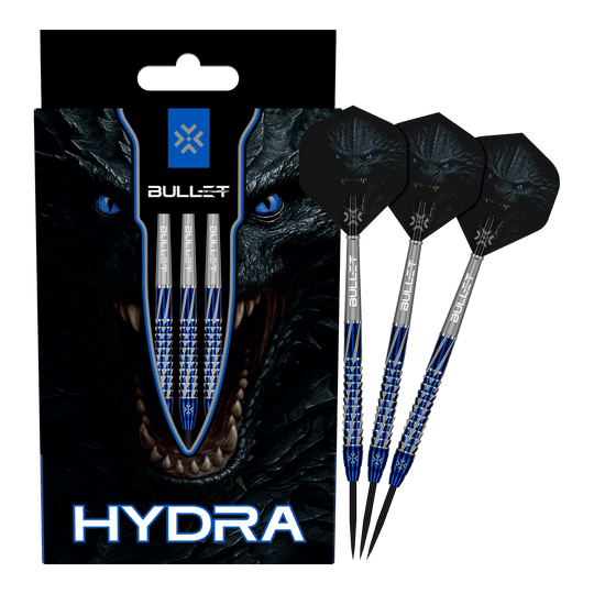 Bullet Hydra steel darts Diese Abbildung präsentiert die Bullet Hydra Steeldarts. Das Produkt ist für ambitionierte Dartspieler geeignet.