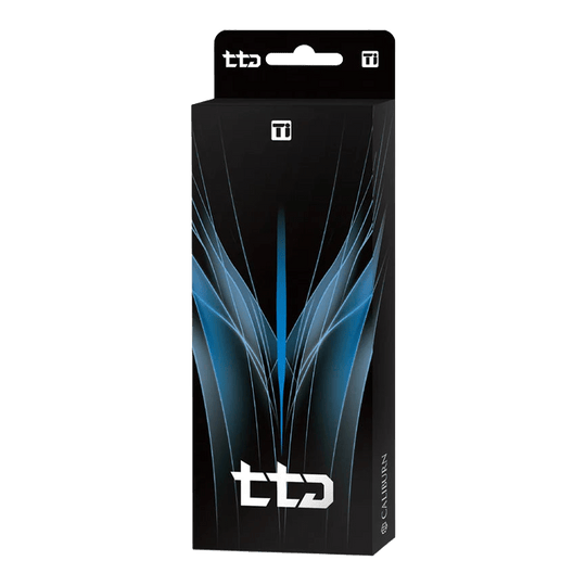 Hier sehen Sie den Caliburn TTD Complete Titanium T1 Black Steeldarts - 5g. Es handelt sich um einen hochwertigen schwarzen Steeldart aus Titan.