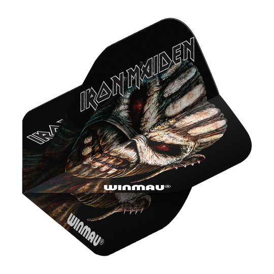 Das Bild zeigt die Winmau Iron Maiden Book Of Souls Standard Flights. Auf den Flights ist ein düsteres Motiv aus dem "Book Of Souls"-Album von Iron Maiden abgebildet.