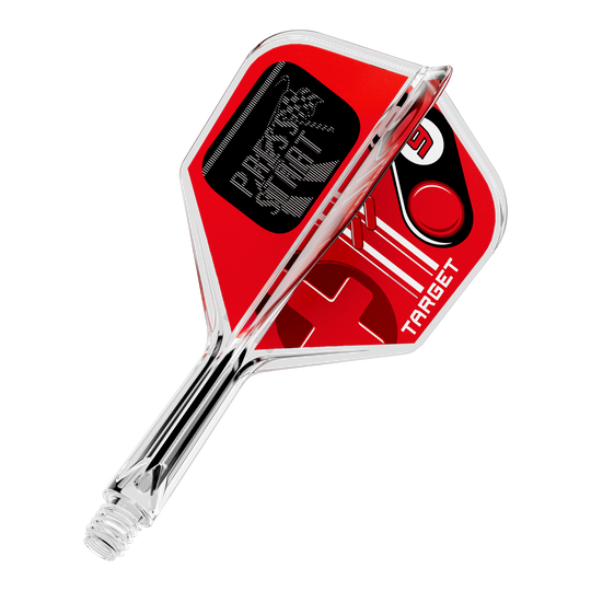 Gezeigt wird das Produkt 410582_Target_K-Flex_PressStart_No6_Flights_19mm_1. Es scheint sich um ein einzelnes Dart-Zubehörteil, zum Beispiel einen Flight, zu handeln.