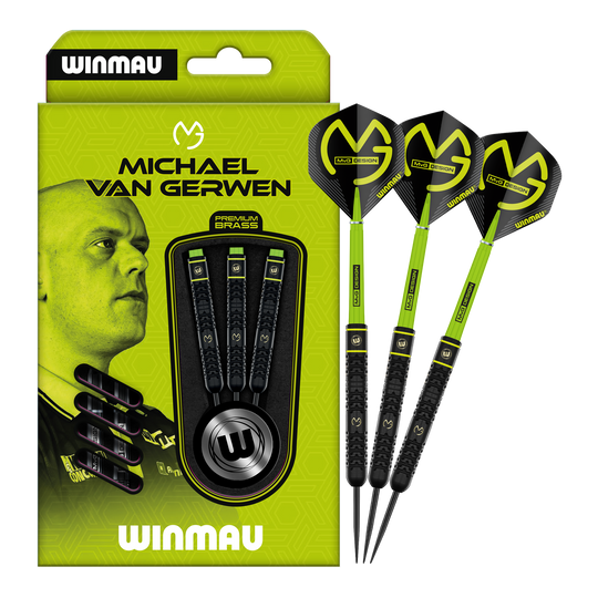 Winmau Michael Van Gerwen steel darts - 21 g Zu sehen ist das Set Winmau Michael Van Gerwen Steeldarts mit 21 g. Diese Darts sind optimal zum Steeldart-Spielen geeignet.