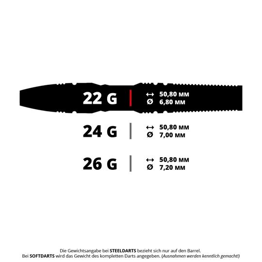 Das Bild zeigt einen GOAT Rook Steeldart mit 22 Gramm Gewicht. Dieser Steeldart ist für leidenschaftliche Dartspieler geeignet.