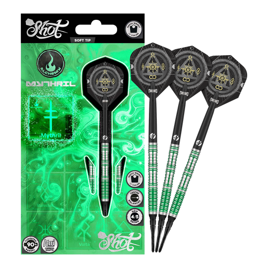 Abgebildet sind die Shot Alchemy Mythril Softdarts - 20g in voller Ansicht. Das Produkt wird komplett dargestellt.