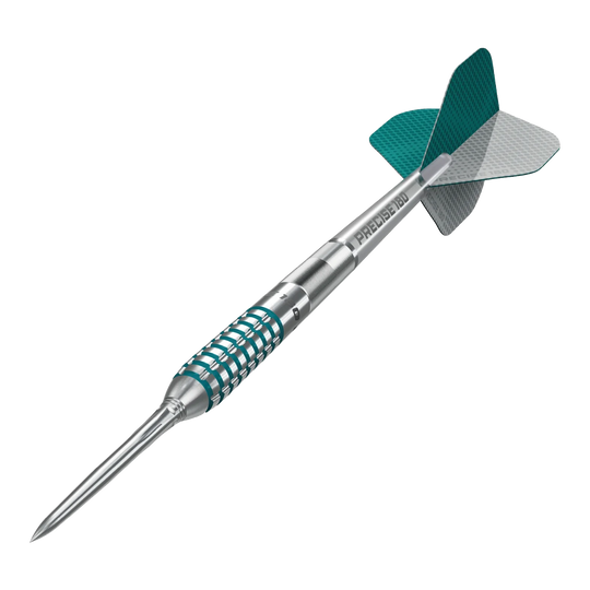 Das Foto zeigt die Precise 180 MRV1 Steeldarts - 23g. Diese Darts sind aus hochwertigen Materialien gefertigt.