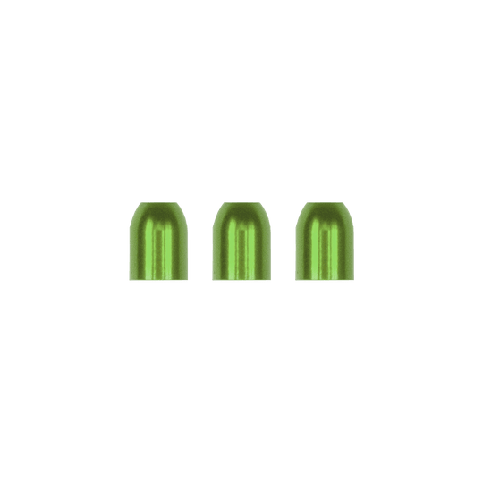 LCR-GR_L-Style_Premium_Metall_Champagne_Ringe_Gr-n_1 Das Bild zeigt drei grüne L-Style Premium Metall Champagne Ringe. Sie sind nebeneinander in einer Reihe angeordnet.