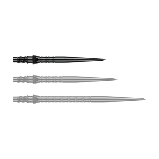Winmau Switch Point Wave steel dart tips - black Zu sehen sind schwarze Steeldartspitzen mit einer Länge von 26 mm. Diese Spitzen eignen sich für das Dartspiel mit Steeldarts.