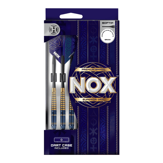 Harrows Nox Premium Brass Softdarts. Die Abbildung zeigt Premium Softdarts aus Messing von Harrows.