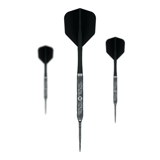 Caliburn Halo H3 steel darts - 21.5g Abgebildet ist das Set Caliburn Halo H3 Steeldarts - 21,5g. Es enthält mehrere Steeldarts für den Dartsport.