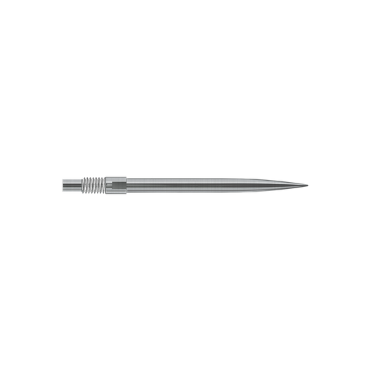 Harrows Quick Point Dart Tips - Silver Das Bild zeigt Harrows QuickPoint Dartspitzen in Silber mit einer Länge von 30mm. Es handelt sich um eine Produktabbildung der Dartspitzen.