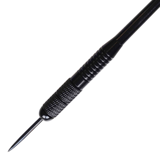 Karella Black Brass Steeldarts - 21g Dieses Bild zeigt Karella Black Brass Steeldarts mit einem Gewicht von 21g. Die schwarzen Messing-Steeldarts sind ideal für Dartliebhaber.