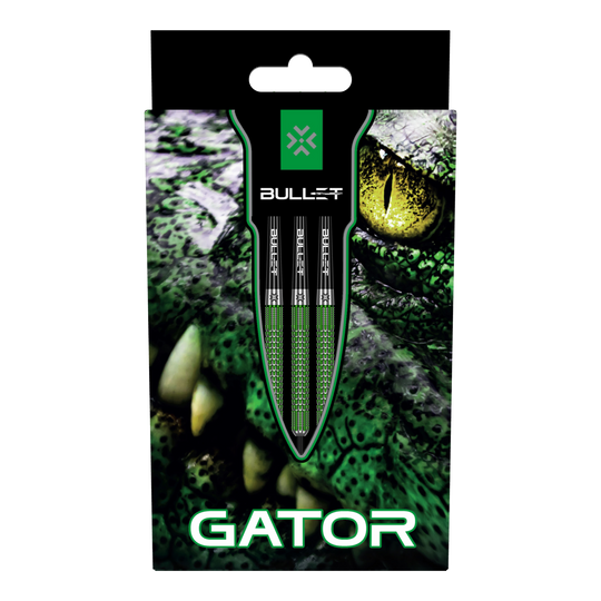 Bullet Gator steel darts Abgebildet sind die Bullet Gator Steeldarts. Sie sind speziell für Präzision und Kontrolle beim Dartspiel entwickelt.