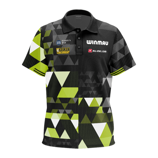 Winmau Michael Van Gerwen fan edition polo shirt Poloshirt der Winmau Michael Van Gerwen Fan-Edition. Das Produkt ist als Fanartikel für Michael Van Gerwen entworfen.