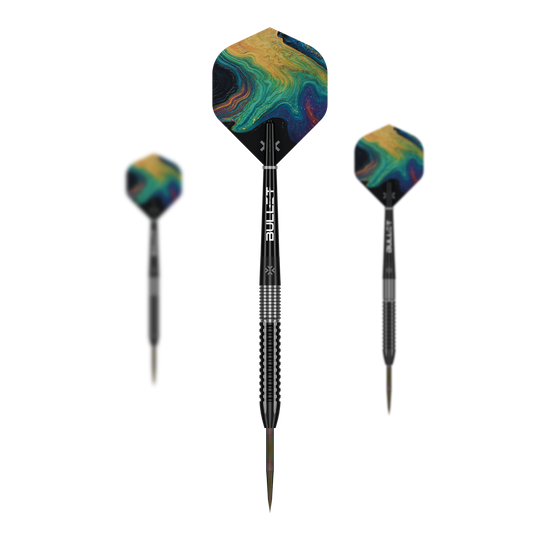 Bullet Diesel steel darts Die Bullet Diesel Steeldarts sind als Set abgebildet. Das Produkt richtet sich an Dartspieler aller Erfahrungsstufen.