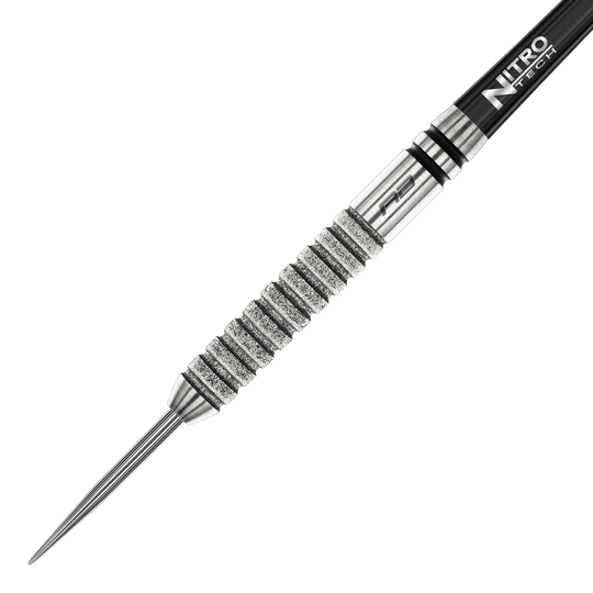 Red Dragon Gian Van Veen Tour Edition Steeldarts - 22g Dies ist der Red Dragon Gian Van Veen Tour Edition Steeldart mit einem Gewicht von 22g. Der Dart hat eine silberne, geriffelte Oberfläche und eine scharfe Spitze.