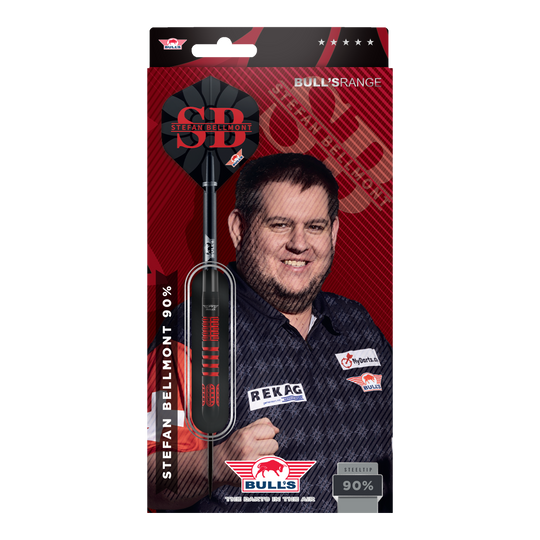Bulls NL Stefan Bellmont 90 steel darts - 23g Gezeigt werden die Bulls NL Stefan Bellmont 90 Steeldarts 23g. Sie sind ideal für den Einsatz im Wettkampfsport geeignet.