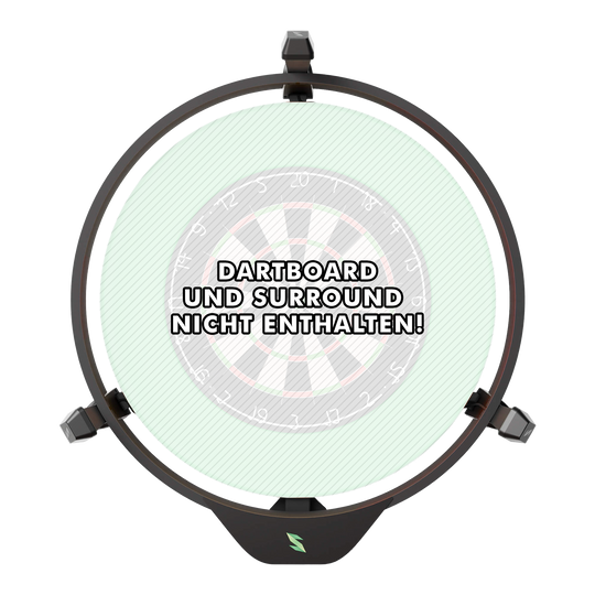 Scolia Home 2 Electronic Autoscoring System with Lighting Ring 2026 Das Bild zeigt das Scolia Home 2 Electronic Score System mit einem Beleuchtungsring. In der Mitte steht: "Dartboard und Surround nicht enthalten!"