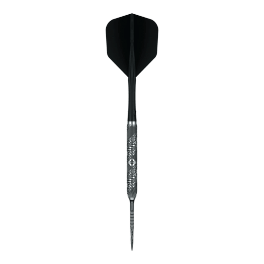 Caliburn Halo H3 steel darts - 21.5g Das Bild zeigt die Caliburn Halo H3 Steeldarts - 21,5g. Dies sind klassische Steeldarts mit silbernem Design.