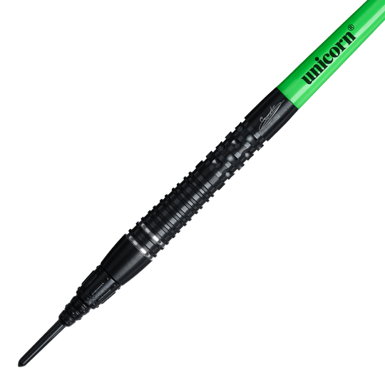 Auf dem Bild sind die Unicorn Wraith Gary Anderson Phase 6 Softdarts - 20g abgebildet. Das Produkt wird aus einer anderen Perspektive gezeigt.