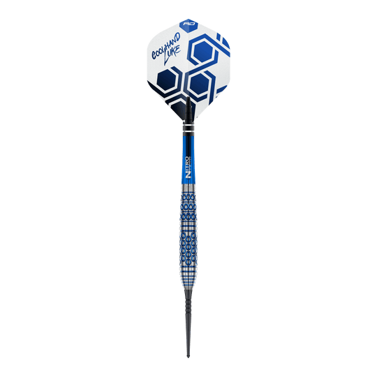 Red Dragon Luke Humphries TX5 steel darts Zu sehen sind die Red Dragon Luke Humphries TX5 Steeldarts. Die Aufnahme präsentiert die Steeldarts in einer Detailansicht.