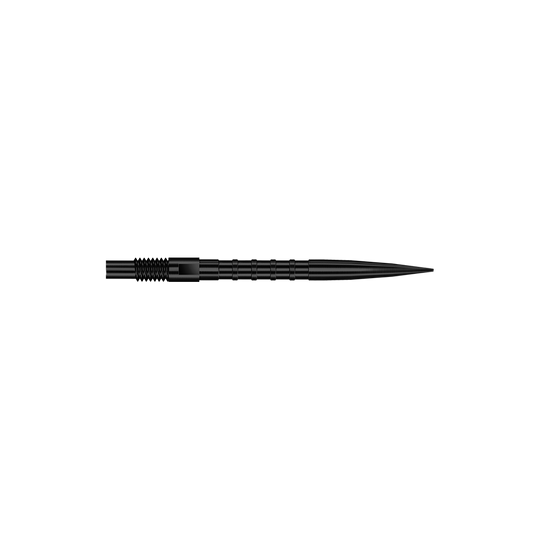 Harrows Quick Point Heavy Metal Dart Tips - Black Gezeigt wird QP33164 Harrows Quick Point HeavyMetalGrip Dartspitzen Schwarz 26mm. Es sind schwarze Dartspitzen mit besonderem Grip-Design.