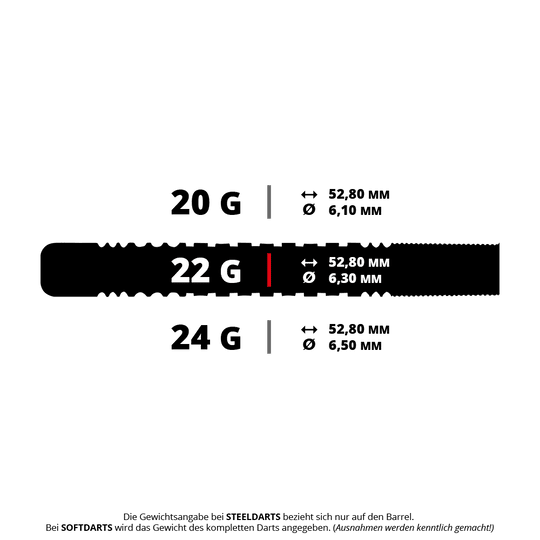 Unicorn Wraith James Wade steel darts Das ist ein Bild von Unicorn Wriath James Wade Steeldarts in der 22g Variante. Die Dartpfeile sind detailliert dargestellt.