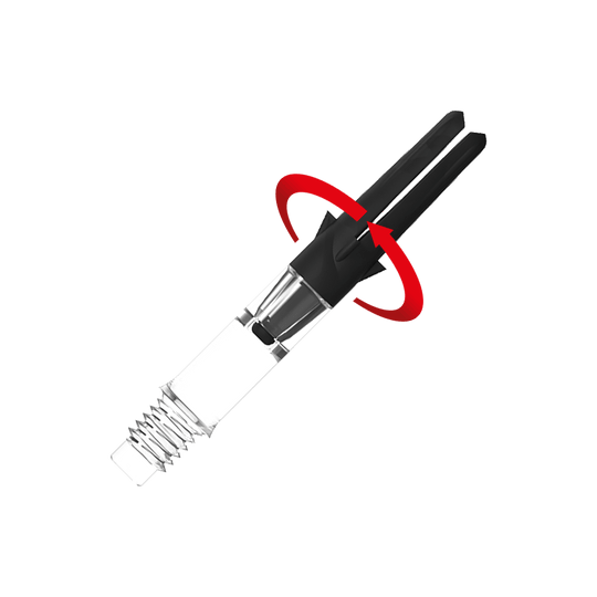 Zu sehen ist ein Produkt mit dem Namen L-Style L-Shaft Carbon Silent Straight Clear OhneKappen 32mm 2 Symbol. Es scheint ein Schaft für Dartpfeile zu sein.
