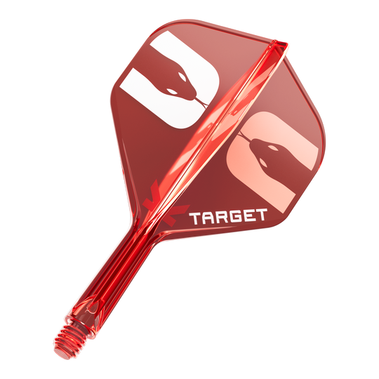 Das Bild zeigt ein Dart-Flight-System. Es ist das Target K-Flex Nathan Aspinall No2 Standard Flight-System mit einer Länge von 19mm als Einzelstück.