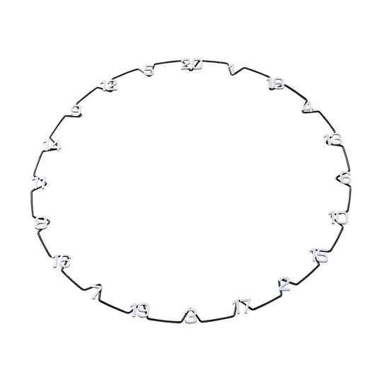 07890_Unicorn_Horizontal_Number_Ring_Zahlenring_4 Das Bild zeigt einen kreisförmigen Zahlenring mit den Zahlen von 1 bis 20. Die Zahlen sind gleichmäßig am Rand des Rings verteilt und durch Linien verbunden.