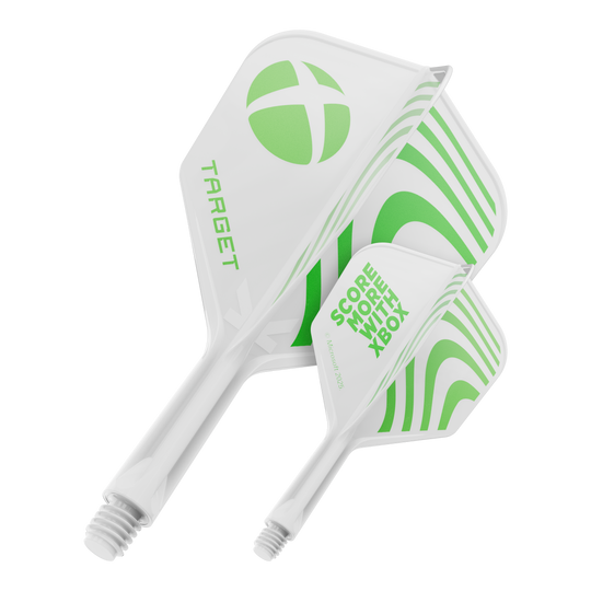 Target Xbox K-Flex No6 Flights - White Ein Produktbild mit dem Dateinamen 410613_Target_Xbox_KFlex_No6_Flights_19mm_1. Das Bild zeigt vermutlich ein Dartzubehör.