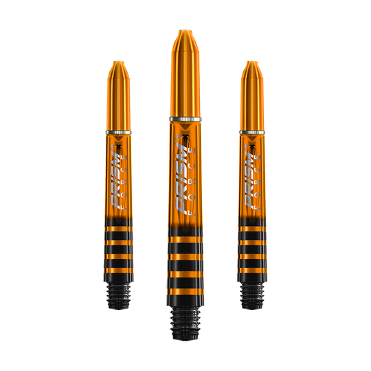 7020-107_Winmau_Prism_Force_Shafts_Orange_35mm_1henwruMlPcPLu Das Bild zeigt drei orangefarbene Winmau Prism Force Shafts für Darts. Die Shafts haben schwarze Streifen und silberne Details.