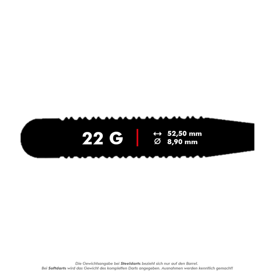 27520_Unicorn_Bullet_Gary_Anderson_Steeldarts_5_22g Das Bild zeigt einen Unicorn Bullet Gary Anderson Steeldart mit einem Gewicht von 22 Gramm. Die Abmessungen sind 52,50 mm Länge und 8,90 mm Durchmesser.