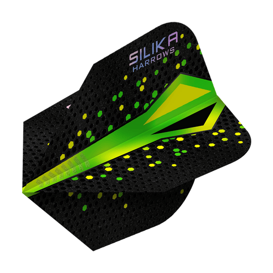 Harrows Silika Colorshift Tough Crystalline Coating Green No6 Flights Hier werden die Harrows Silika Colourshift Tough Crystalline Coating No6 Flights gezeigt. Das Produkt weist eine markante Optik auf.