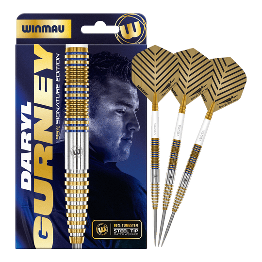 Winmau Daryl Gurney Signature Edition Steeldarts - 23g Abgebildet ist das Set Winmau Daryl Gurney Signature Edition Steeldarts - 23g. Die Pfeile zeichnen sich durch ihre hochwertige Verarbeitung aus.