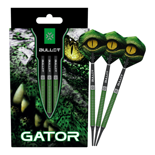 Bullet Gator Softdarts - 20g Die Abbildung zeigt das Produkt Bullet Gator Softdarts - 20g. Es handelt sich um ein Set von Softdarts mit einem Gewicht von 20 Gramm.