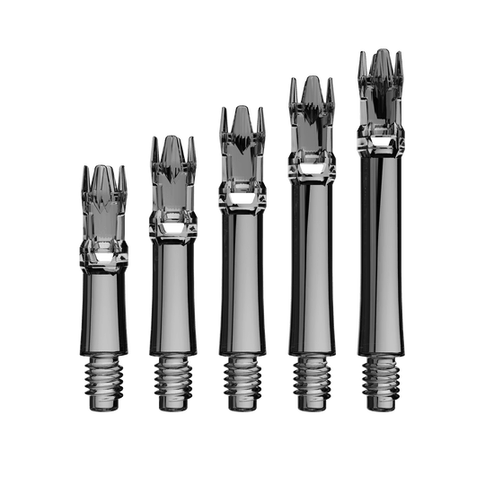 L-Style L-System Replacement Shafts - Clear Black Abgebildet sind die L-Style L-System Ersatzshafts in Clear Black. Diese Schäfte dienen als Ersatzteile für Dartpfeile.