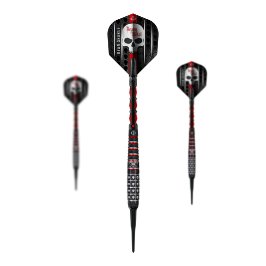 Die Abbildung zeigt die Harrows Ryan Searle Series 3 Softdarts. Der Artikel besteht aus einem Set professioneller Softdarts für Dartspieler.