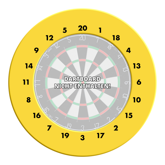 HD Numbers Dartboard Surround - Custom Colors Abgebildet ist ein gelber Dartboard-Zahlensurround mit HD-Zahlenring. Der Dateiname ist MSF-X6G_HD_Zahlen_Dartboard_Surround_EigeneFarben_Gelb_3.