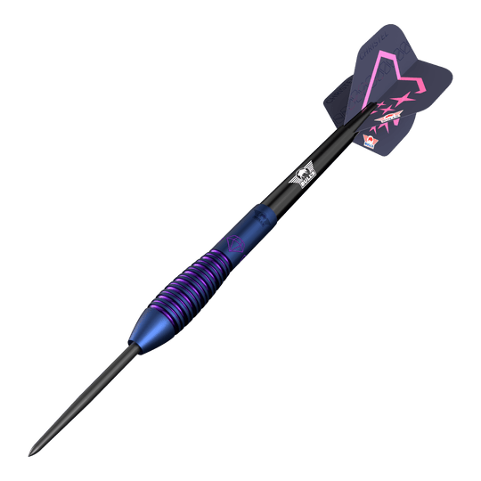 Bulls NL Christel Timmermans Satellite 90 steel darts 25g Das Bild zeigt die Bulls NL Christel Timmermans Satellite 90 Steeldarts 25g. Diese Darts eignen sich besonders für Turnierspieler.