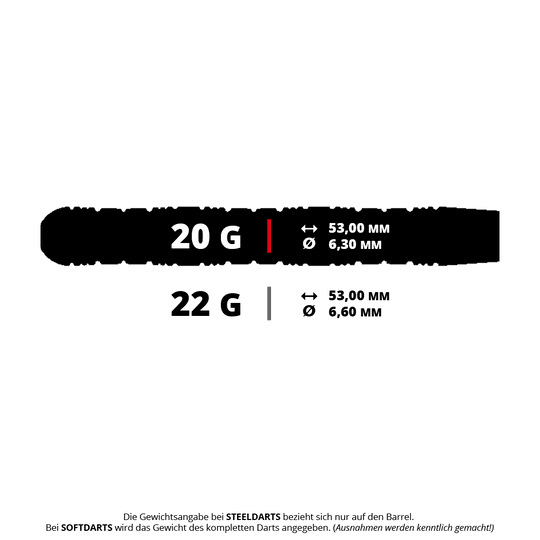 GOAT Surfer Steel Darts Zu sehen ist ein Steeldart-Set mit dem Namen GD7000360_GOAT_Surfer_Steeldarts_5_20g. Diese Darts sind vermutlich Teil der Surfer-Serie und haben 20 Gramm Gewicht.