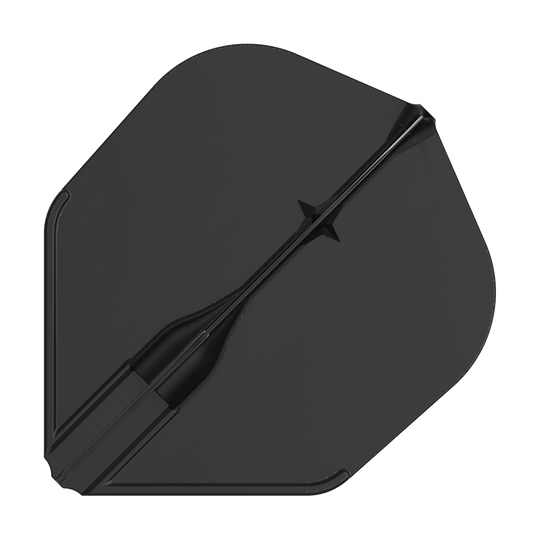 L-L-Style3EZ Flights Das Bild zeigt ein schwarzes Dart-Flight in Standardform. Es hat ein schlichtes, einfarbiges Design ohne weitere Muster.