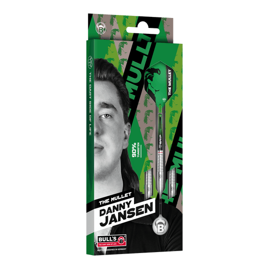 Hier ist der Bulls Danny Jansen Softdart mit 20g Gewicht abgebildet. Das Produkt eignet sich für professionelle Softdartspiele.
