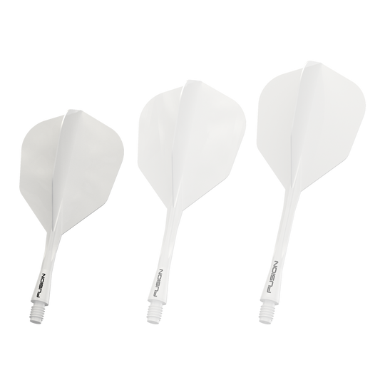 Auf diesem Bild sieht man das Winmau Fusion Flight Shaft System No6 in Weiß, 22mm. Es handelt sich um eine Komponente für Dartpfeile.