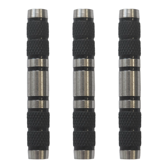 Zu sehen ist McDart Knurled Black Softdart Barrels - 18g im Set. Die abgebildeten Dart-Barrels sind schwarz und besitzen eine griffige Oberfläche.