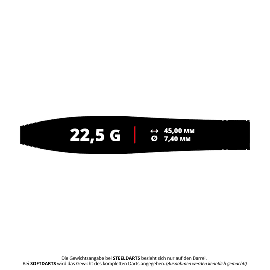Caliburn Chord C3 steel darts - 22.5g Das Bild zeigt die Caliburn Chord C3 Steeldarts mit 22,5 Gramm. Diese Pfeile sind für professionelle Dartspieler geeignet.