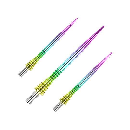 Red Dragon Raptor Gripped Rainbow steel dart tips 30mm Das Produkt Red Dragon Raptor Gripped Rainbow Steeldartspitzen 30mm ist als Set abgebildet. Die Spitzen haben ein spezielles Muster.